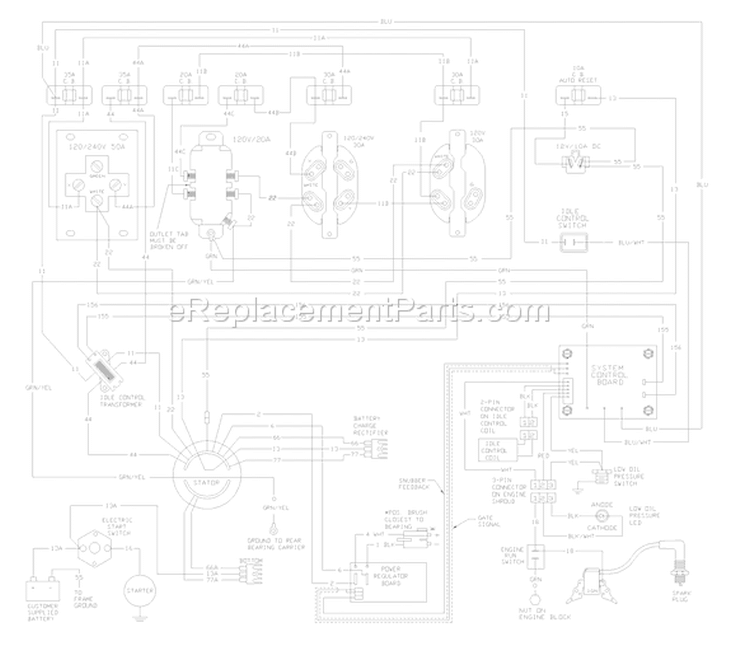 Page D Diagram and Parts List for 1019-1  Briggs and Stratton Generator